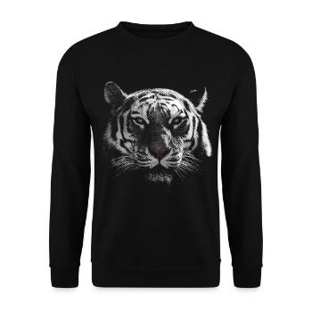 White tiger tiger head - Unisex Sweatshirt - black - Front - Alina (178cm) & Michal (187cm)