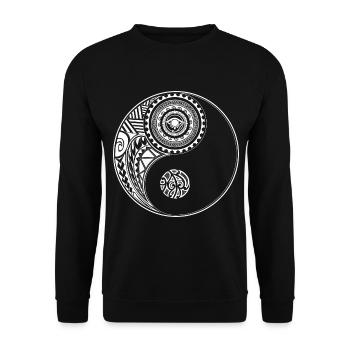 Yin et Yang Maori Polynesian Tattoo Mandala Zen - Sweat-shirt Unisexe - noir - Devant - Alina (178cm) & Michal (187cm)