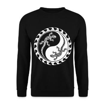 Salamandre Maori Polynésian Tattoo Yin Yang - Sweat-shirt Unisexe - noir - Devant - Alina (178cm) & Michal (187cm)