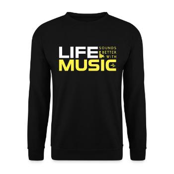 Life Sounds Better With Music - Unisex Sweatshirt - black - Front - Alina (178cm) & Michal (187cm)