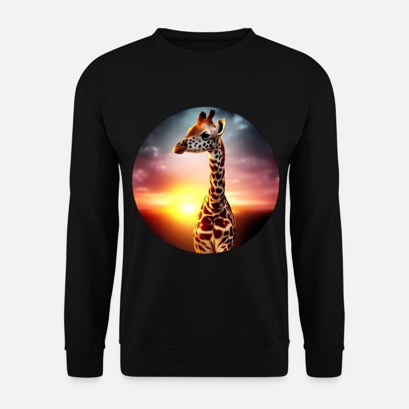 Junge Giraffe im Sonnenuntergang - Unisex Pullover - Schwarz