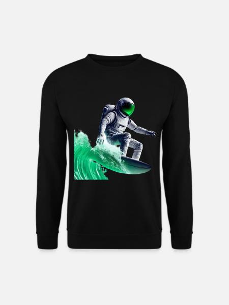Green Waves Surfing Astronaut - Unisex Sweatshirt - black