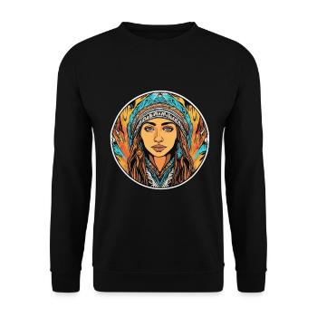 Ethno Girl - Unisex Sweatshirt - black - Front - Alina (178cm) & Michal (187cm)