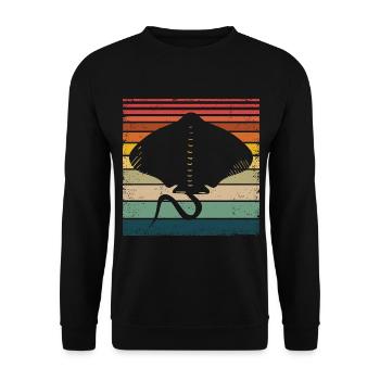 Mantarochen Retro Vintage Mantarochen Liebhaber - Unisex Pullover - Schwarz - Vorne - Alina (178cm) & Michal (187cm)
