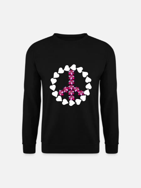 Peace mit Blumen - Unisex Pullover - Schwarz
