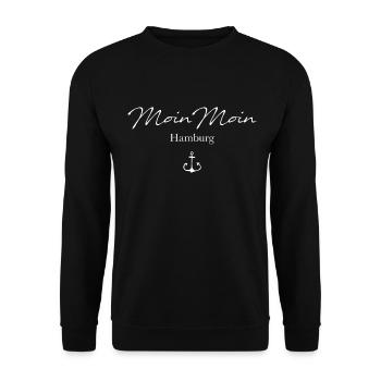 Moin Moin Hamburg Anker Norddeutsch - Unisex Pullover - Schwarz - Vorne - Alina (178cm) & Michal (187cm)