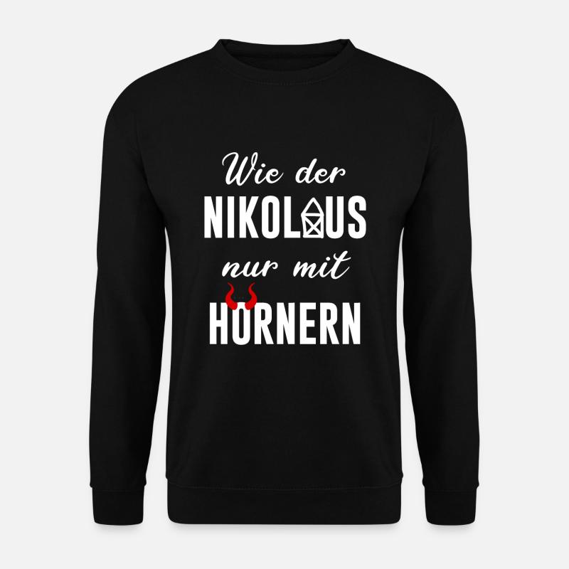 Wie Der Nikolaus Nur Ohne Hörner Krampus Geschenk - Unisex Pullover - Schwarz