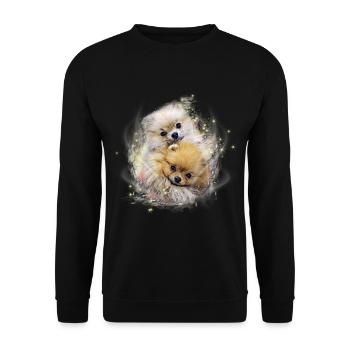 Pomeranian Shirt - Fluffypom Couple - Naine - Sweat-shirt Unisexe - noir - Devant - Alina (178cm) & Michal (187cm)