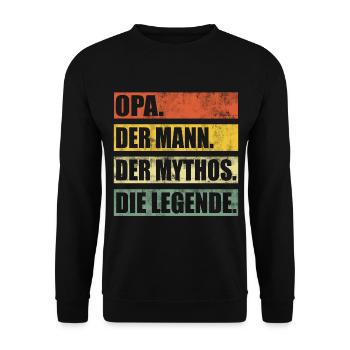 Opa Legende Lustiger Spruch - Unisex Pullover - Schwarz - Vorne - Alina (178cm) & Michal (187cm)