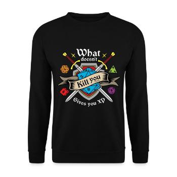 What doesn't kill you gives you XP - Unisex Sweatshirt - black - Front - Alina (178cm) & Michal (187cm)
