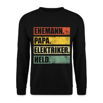Ehemann Papa Elektriker - Unisex Pullover - Schwarz - Vorne - Alina (178cm) & Michal (187cm)