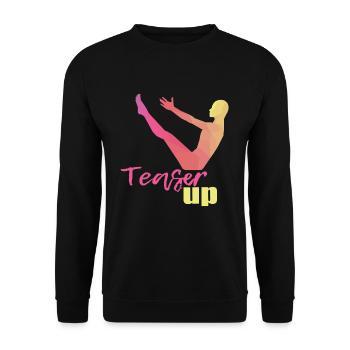 Pilates Geschenk - Unisex Pullover - Schwarz - Vorne - Alina (178cm) & Michal (187cm)