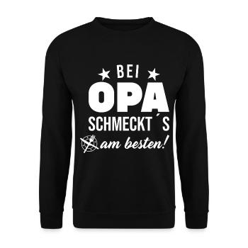 Bei Opa schemekts am besten - Unisex Pullover - Schwarz - Vorne - Alina (178cm) & Michal (187cm)