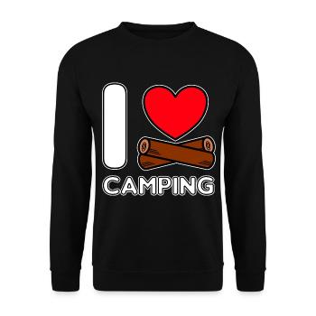 I love Camping Campers Sprüche Ich liebe Camping - Unisex Pullover - Schwarz - Vorne - Alina (178cm) & Michal (187cm)