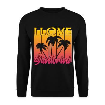 I love Santorini - Unisex Sweatshirt - black - Front - Alina (178cm) & Michal (187cm)