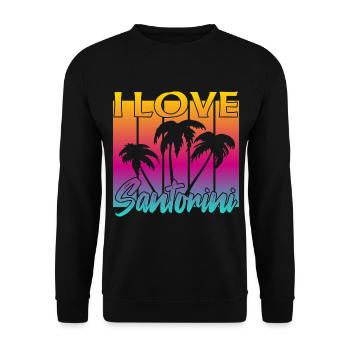 I love Santorini - Unisex Sweatshirt - black - Front - Alina (178cm) & Michal (187cm)