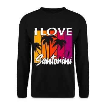 I love Santorini - Unisex Sweatshirt - black - Front - Alina (178cm) & Michal (187cm)