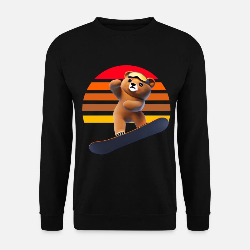 Snowboardender Bär - Unisex Pullover - Schwarz