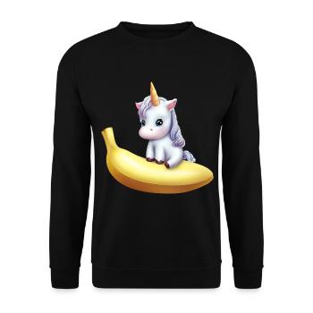 Einhorn auf Banane - Unisex Pullover - Schwarz - Vorne - Alina (178cm) & Michal (187cm)