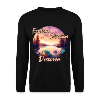 Camping Aventure Explorer Dream Discover - Sweat-shirt Unisexe - noir - Devant - Alina (178cm) & Michal (187cm)