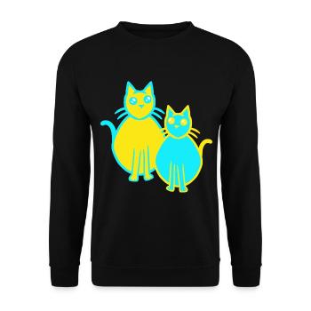 80er 90er Retroe Vintage Katzen Kätzchen - Unisex Pullover - Schwarz - Vorne - Alina (178cm) & Michal (187cm)