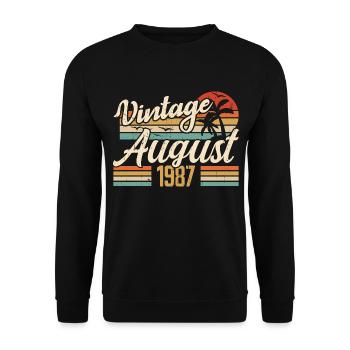 August 1987 Anniversary 1987 - August Legends Gift - Unisex Sweatshirt - black - Front - Alina (178cm) & Michal (187cm)