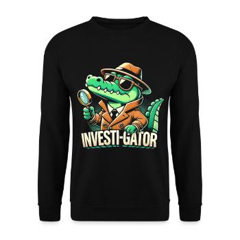 Investi-Gator - Drôle d’alligator détective design - Sweat-shirt Unisexe - noir - Devant - Alina (178cm) & Michal (187cm)
