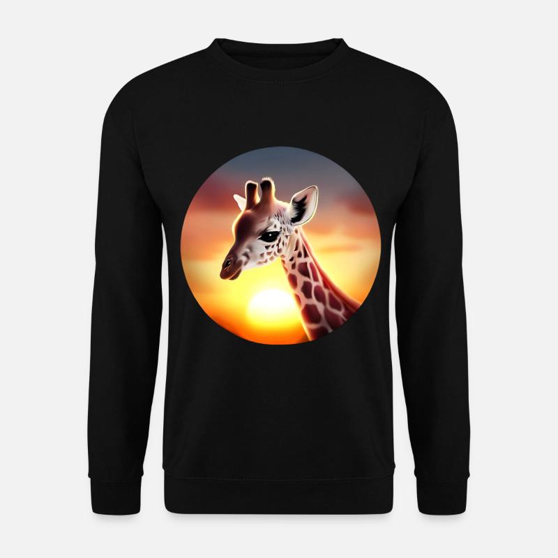 Young giraffe in sunset - Unisex Sweatshirt - black