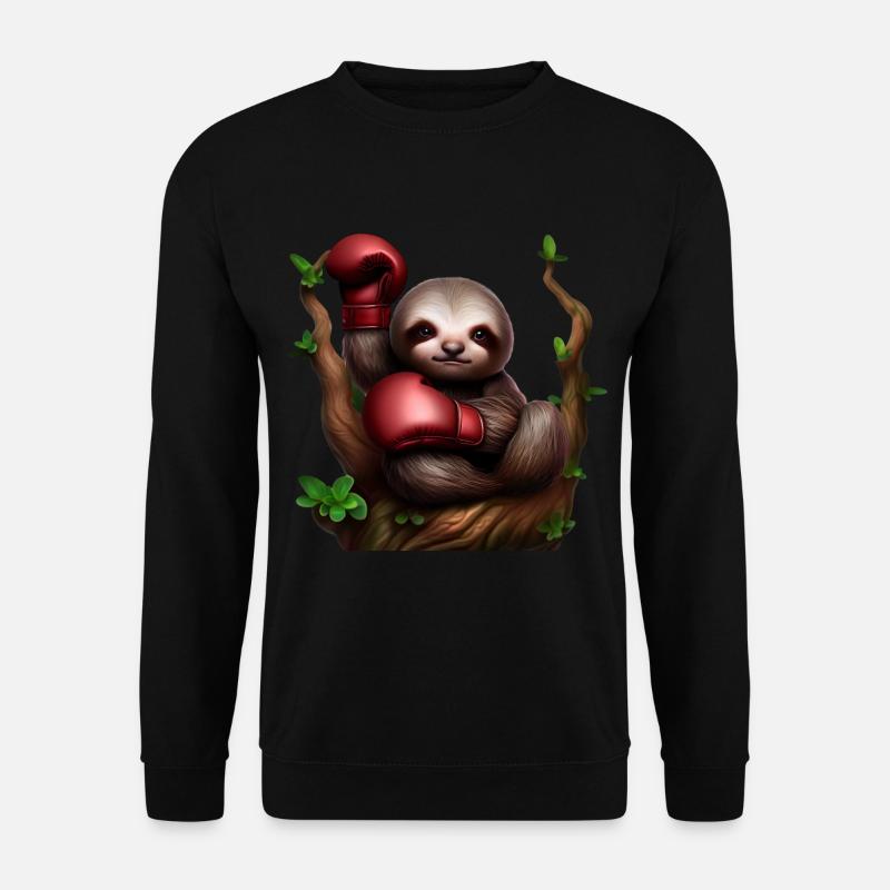 Boxing sloth on tree - Unisex Sweatshirt - black