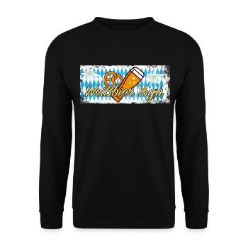 Bier - Weißbier Yoga Retro Vintage Sonnenuntergang - Unisex Pullover - Schwarz - Vorne - Alina (178cm) & Michal (187cm)