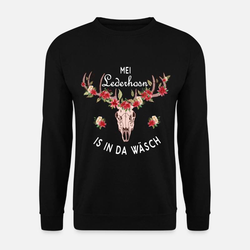 Mei Lederhosn is in da Wäsch Hirschgeweih - Unisex Sweatshirt - black