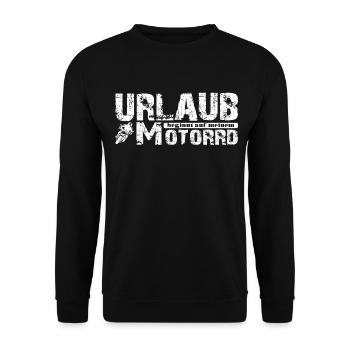 Urlaub beginnt auf meinem Motorrad Biker Spruch - Unisex Pullover - Schwarz - Vorne - Alina (178cm) & Michal (187cm)
