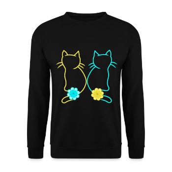 Cat Spring Flower Cats Retro Vintage 80s - Unisex Sweatshirt - black - Front - Alina (178cm) & Michal (187cm)