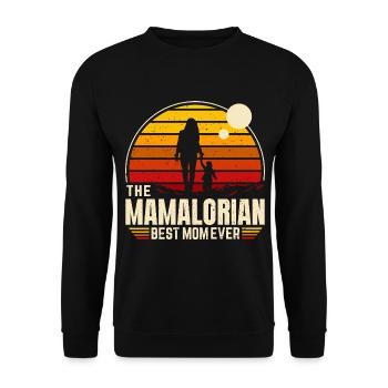 Der MAMALORIAN - Mama - Vintage Orange - Unisex Pullover - Schwarz - Vorne - Alina (178cm) & Michal (187cm)