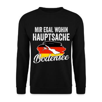 Mir egal wohin hauptsache Bodensee - Unisex Pullover - Schwarz - Vorne - Alina (178cm) & Michal (187cm)