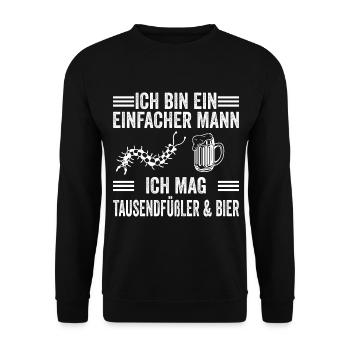 Bier Tausendfüßler - Unisex Pullover - Schwarz - Vorne - Alina (178cm) & Michal (187cm)