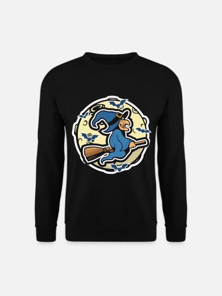 Witch with witch's broom Halloween - Unisex Sweatshirt - black