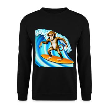 Surfer Monkey - Unisex Sweatshirt - black - Front - Alina (178cm) & Michal (187cm)