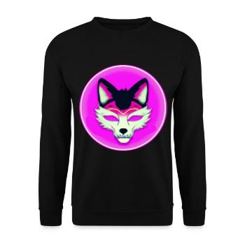 Kitsun Vaporwave Japanische Kami Vaporwave Kitsune - Unisex Pullover - Schwarz - Vorne - Alina (178cm) & Michal (187cm)