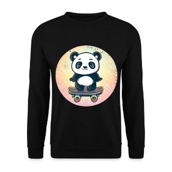 Skateboard panda in sunset - Unisex Sweatshirt - black - Front - Alina (178cm) & Michal (187cm)