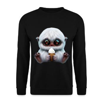 Yeti mit Softeis - Unisex Pullover - Schwarz - Vorne - Alina (178cm) & Michal (187cm)