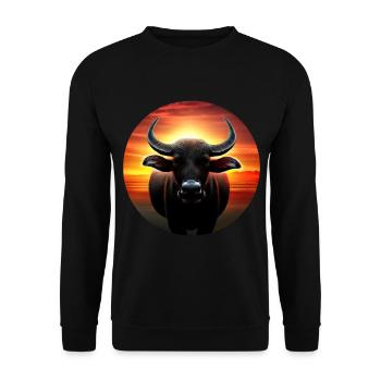 Water buffalo in the sunset - Unisex Sweatshirt - black - Front - Alina (178cm) & Michal (187cm)