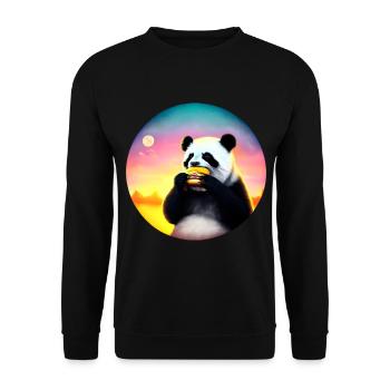 Panda at Cheeseburger Sunset - Unisex Sweatshirt - black - Front - Alina (178cm) & Michal (187cm)