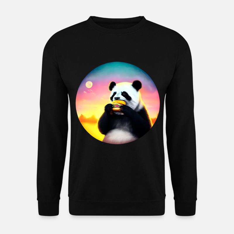 Panda at Cheeseburger Sunset - Unisex Sweatshirt - black