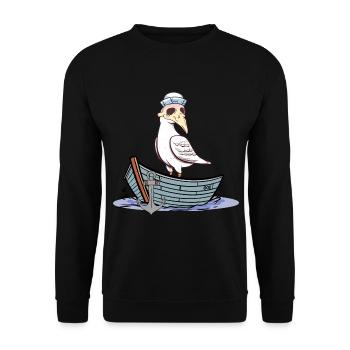 Halloween Möwe Pest Boot maritim Seemann Moin - Unisex Pullover - Schwarz - Vorne - Alina (178cm) & Michal (187cm)