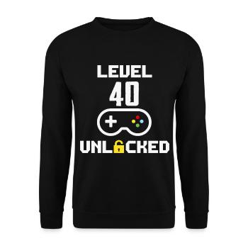 Birthday 40th Women Level 40 Unlocked - Unisex Sweatshirt - black - Front - Alina (178cm) & Michal (187cm)