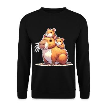 Capybara Mom Son Daughter Kids - Unisex Sweatshirt - black - Front - Alina (178cm) & Michal (187cm)