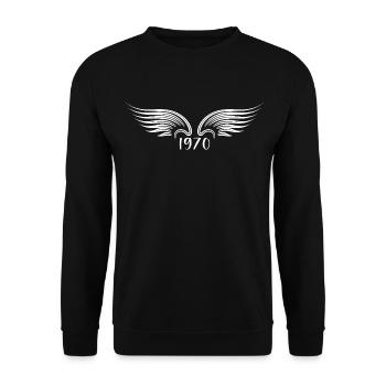 Original 1970's Vintage 1970's Gift 1970's Retro - Unisex Sweatshirt - black - Front - Alina (178cm) & Michal (187cm)