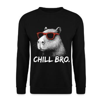 CHILL BRO – Capybara amusant avec des lunettes de soleil - Sweat-shirt Unisexe - noir - Devant - Alina (178cm) & Michal (187cm)