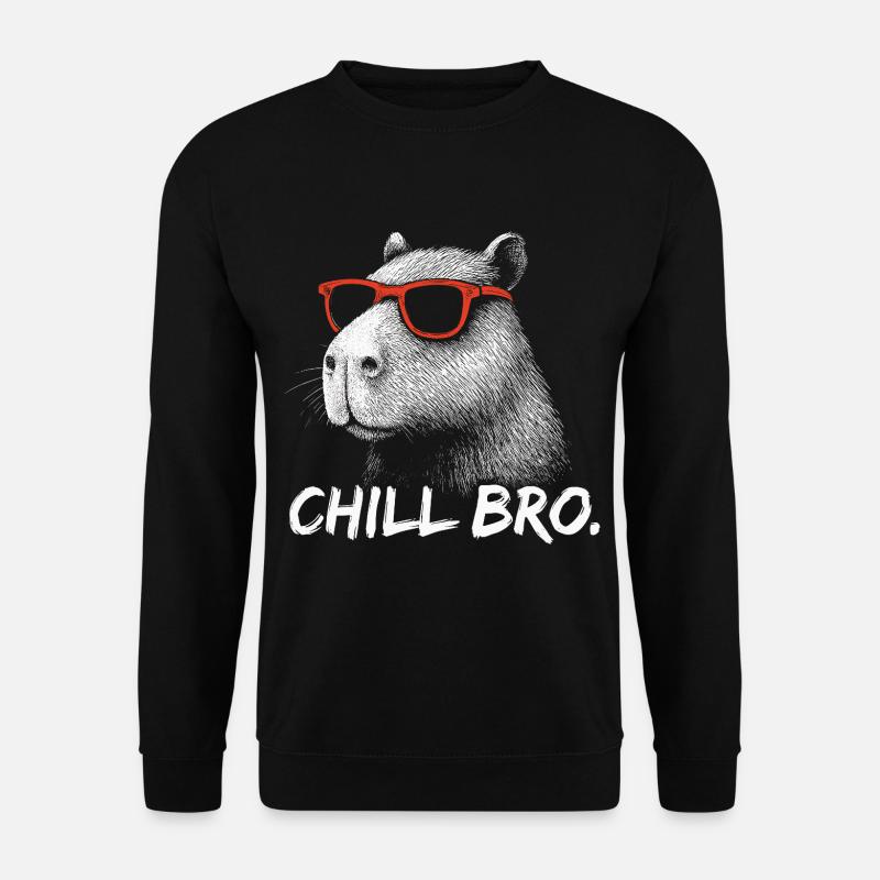 CHILL BRO – Lustiges Capybara mit Sonnenbrille - Unisex Pullover - Schwarz